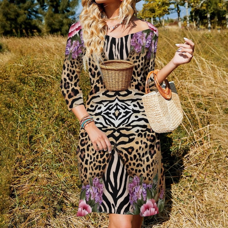 Leopard Zebra Flowers Woven Basket Sweetheart Knot Flared Dress Fashion Design Large Size Loose Dress Spring Summer Women Dress - Walmart.com Leopard Zebra Flowers Woven Basket Sweetheart Knot Flared Dress Fashion Design Large Size Loose Dress Spring Summer Women Dress - Walmart.com
