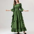 thumbnail image 3 of SWSMCLT Women's Acting Renaissance Dresses Bunched Chic Classic Ankle Elbow Sleeve Halloween Sundress Medieval Boho Dress Green Small-Medium, 3 of 5