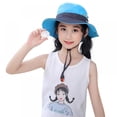 thumbnail image 2 of Kids Girls Ponytail Summer Sun Hat Wide Brim UV Protection Bucket Cap, 2 of 7