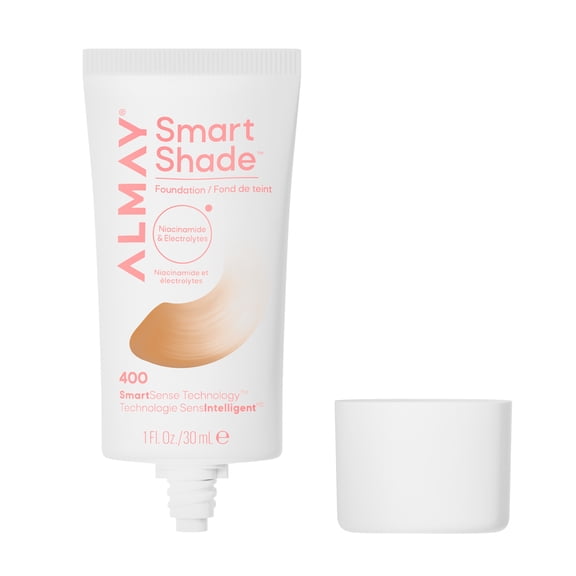 Almay Smart Shadeâ„¢ Foundation Face Makeup, Oil-Free, Non-Comedogenic, Vegan, 400 Warm Medium, 1 fl oz