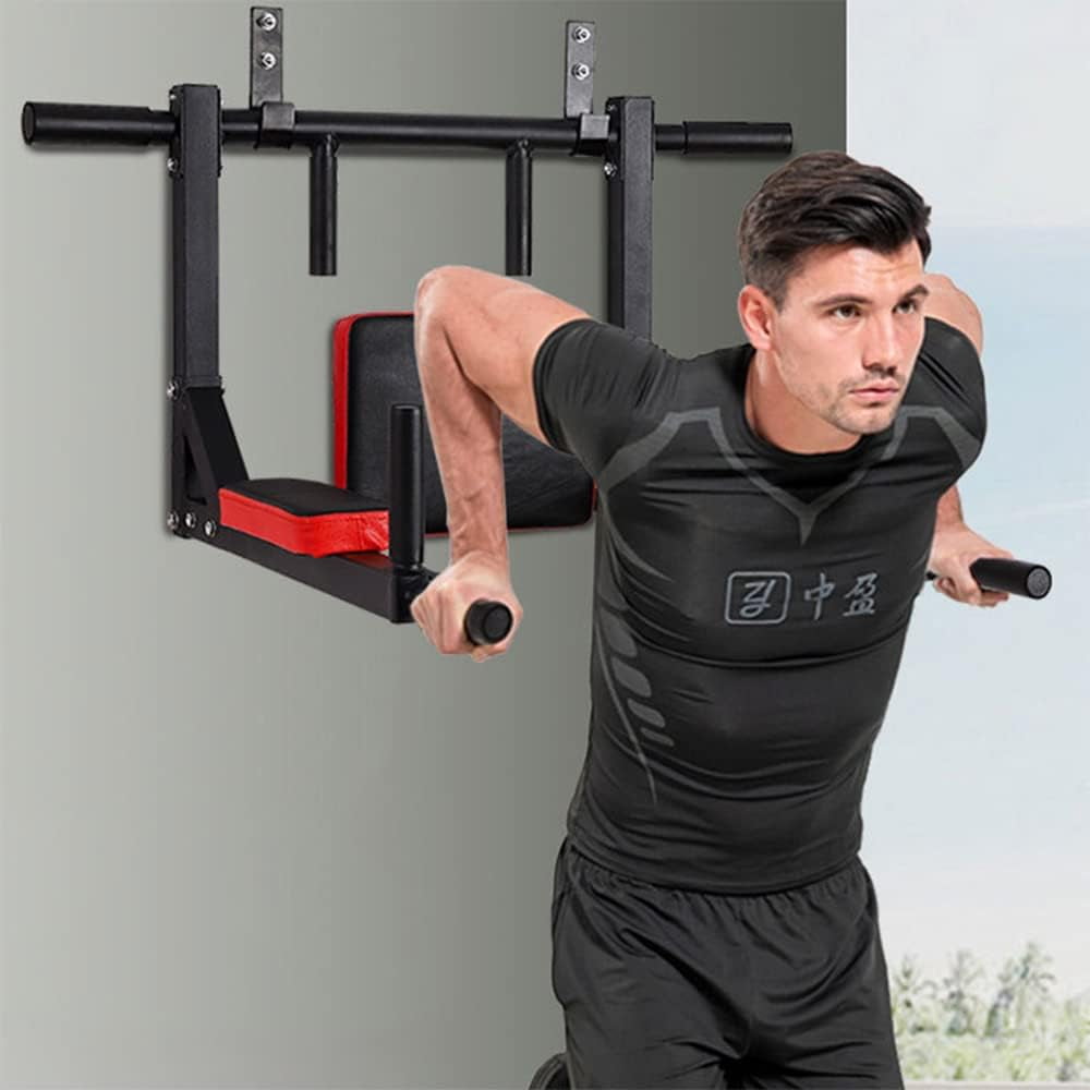 Multi-functional Wall Mounted Pull Up Bar Heavy Duty Chin Up Bar for Home Gym Indoor Upper Body Workout, Power Tower Set Training Equipment Fitness Dip Stand Supports to 440 Lbs