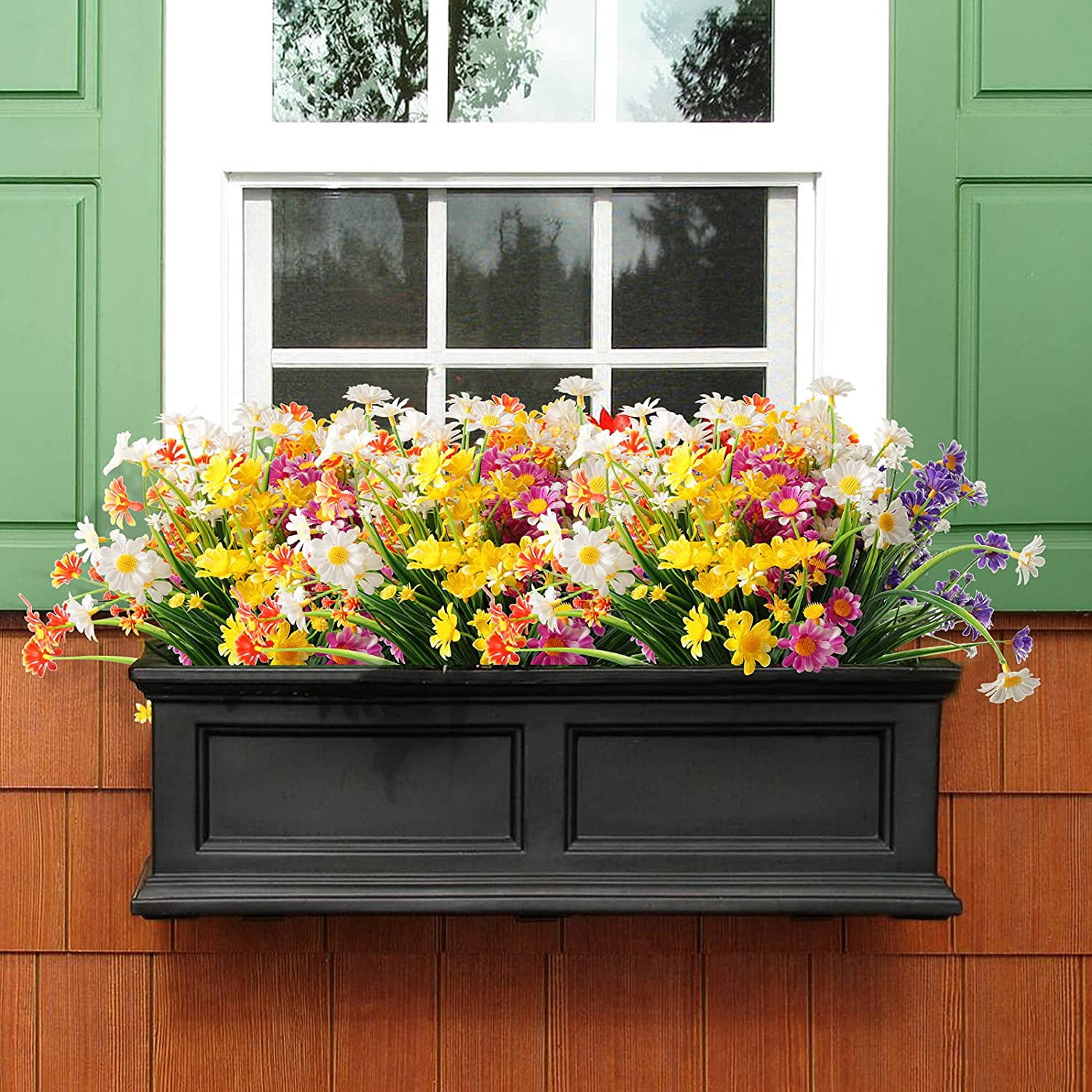 Sinhoon Artificial Daffodils Flowers 10 Bundles Fake Flowers Stems UV Resistant No Fade Plastic Plants Faux Bouquet Indoor Outdoor Home Garden Decora