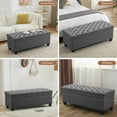 thumbnail image 5 of 51" Fabric Storage Ottoman Bench, Tufted Upholstered Rectangle Storage Bench with Hinge for End of Bed Bedroom Living Room Hallway (Dark Gray), 5 of 10