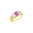thumbnail image 4 of RYLOS Men's Rings 14K Yellow Gold Classic 7X5MM Oval Gemstone & Diamond Ring Star Ruby July Birthstone Rings For Men Size 12, 4 of 7