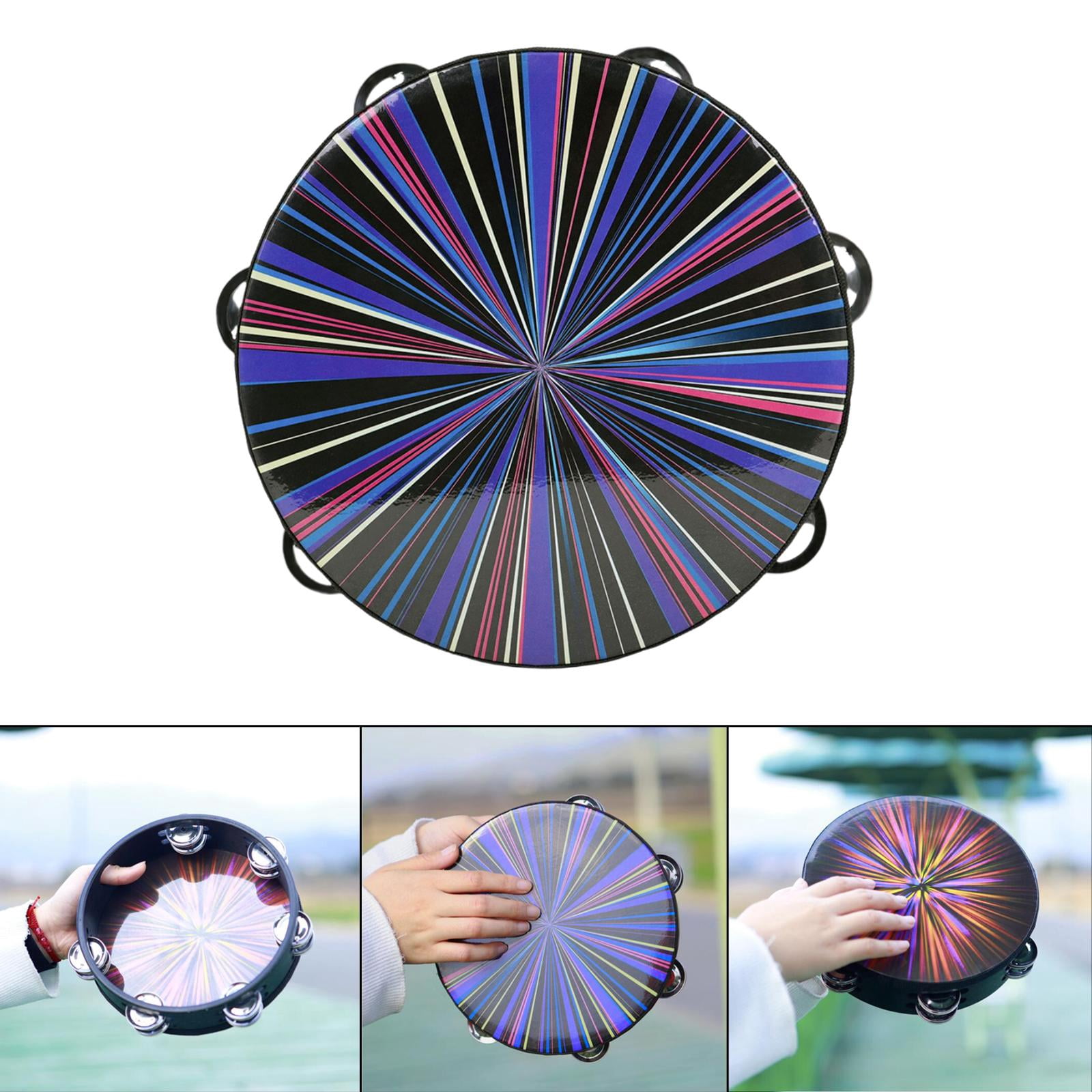 Tambourine for Adults,8 inch Handheld,Metal s Percussion Musical B