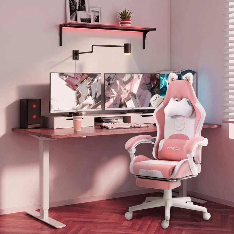 Dowinx Cat-Ear Gamer Chair, Ergonomic with Massaging Lumbar