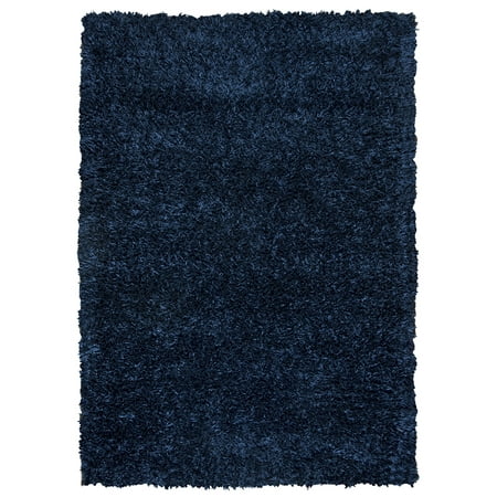 Blue Shag Area Rug Gatney Rugs Peninsula Area Rugs - KM2443 Shag & Flokati Dark Blue Thick Plush Single-Color Monochrome Rug ()