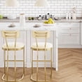 thumbnail image 6 of Counter Height Bar Stools, 26.4" Seat Height Bar Stools with Armless Design, Modern Pub Chairs with Upholstered Seat and Metal Legs for Kitchen Island Home Bar Dining Room, Set of 2, Gold, 6 of 7