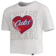 thumbnail image 2 of Girls Youth New Era White Chicago Cubs Flip Sequin Heart Crop Top, 2 of 4