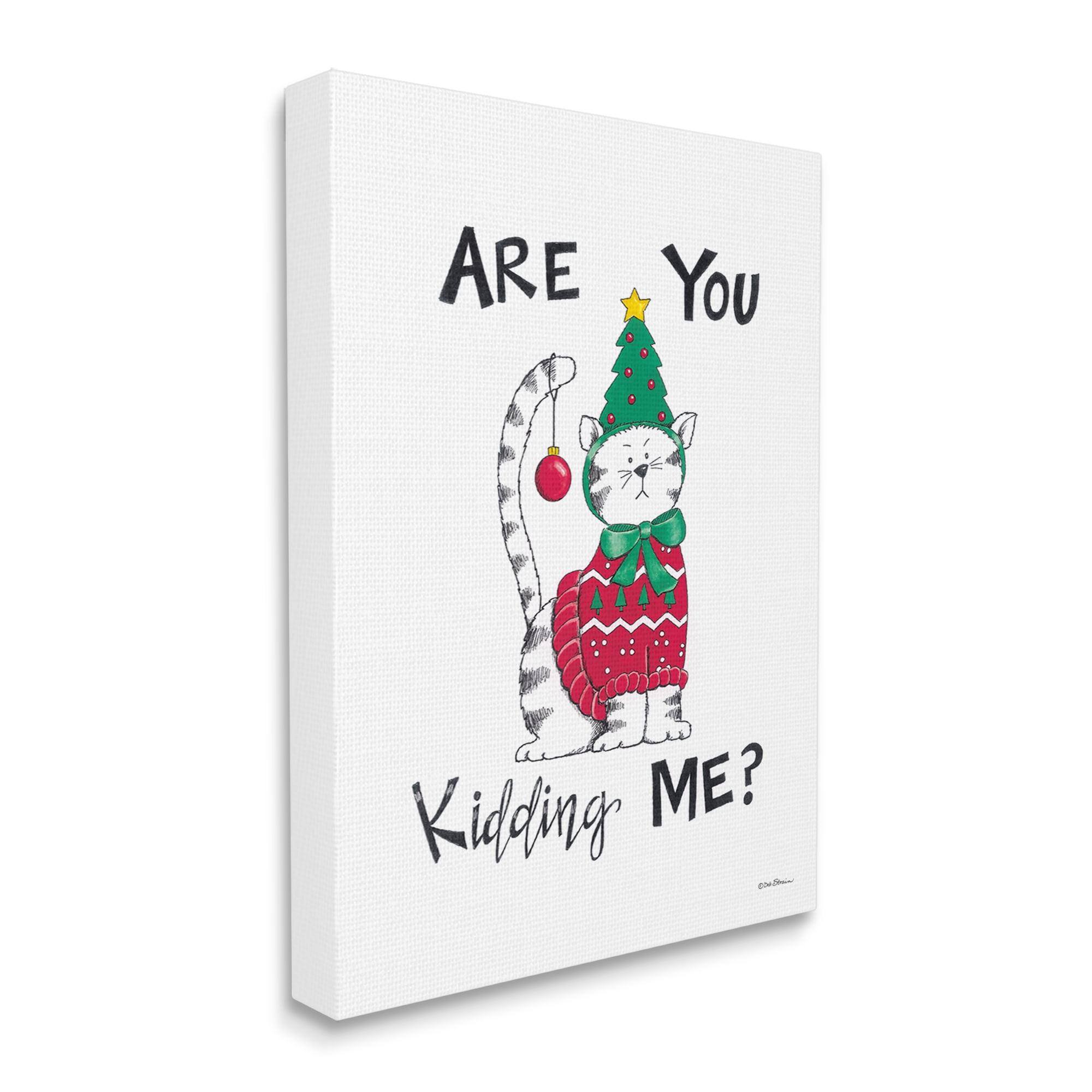 Stupell Industries Cat in Christmas Costume Holiday Painting Gallery Wrapped Canvas Print Wall Art, 30 x 40