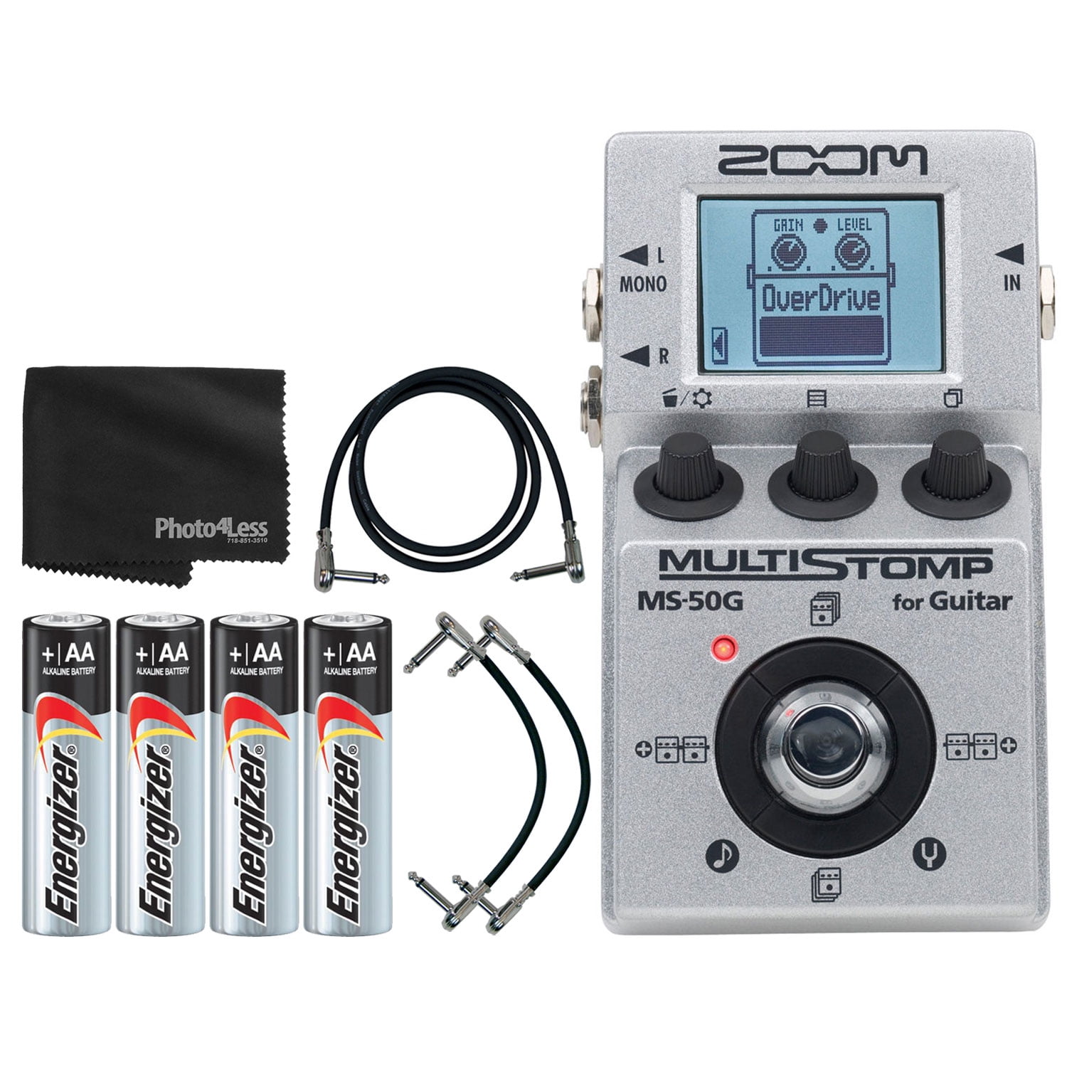 Zoom MS-50G Multi-stomp Guitar Pedal Batteries Max AA (4 Pack) Patch  Cables and Inch Patch Cables Cleaning Cloth