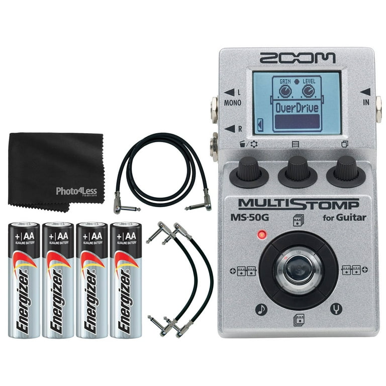 Zoom MS-50G Multi-stomp Guitar Pedal + Batteries Max AA (4 Pack) + Patch  Cables 6 and 3 Inch Patch Cables + Cleaning Cloth