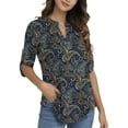 thumbnail image 3 of Traleubie Plus Size Floral Tunic Tops for Womens 3/4 Roll Sleeve V Neck Blouses Long Sleeve Shirts of Female, 3 of 7