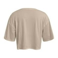 thumbnail image 5 of OSOLU Solid Color Women Crew Neck Cropped T-Shirt Tee Tops Short Sleeve Loose Shoulder Crop Tee Tops Leisure Dailywear, 5 of 6