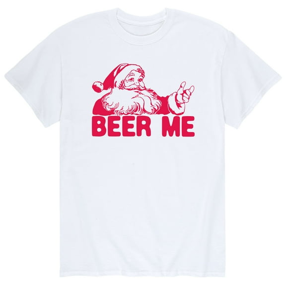 Instant Message - Santa Beer Me - Christmas Drinking Beer Me - Men's Short Sleeve Graphic T-Shirt