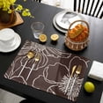 thumbnail image 3 of Brown Flowers Placemats Set of 4, Spring Floral Botanical Modern Art Placemats for Dining Table, Place Mats for Kitchen Tabletop, Waterproof Wipeable Dining Table Mats Set, 3 of 9