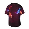 thumbnail image 6 of Lsque Futuristic Red And Blue Bird print Men's Cuban Collar Short Sleeve Shirt Summer Beachwear Casual Button Down Fashionable Vacation Leisure Shirt-XX-Large, 6 of 7