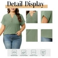 thumbnail image 5 of Cuteduck Womens Plus Size Short Sleeve Henley V-Neck Button Top Lace Textured Blouse 1X-5X, 5 of 9