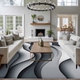 thumbnail image 4 of Gray White Area&nbsp;Rug 6x9ft Geometric Abstract Gradient Ocean Wave Modern Non-Slip&nbsp;Washable Square&nbsp;Rugs Soft Felt Indoor Floor Mat for Bedroom Kitchen Living Room Bathroom, 4 of 9