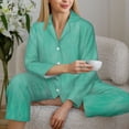 thumbnail image 6 of Lsque Turquoise watercolor Pattern Long Sleeve Pajama Set for Women - Soft 2-Piece Sleepwear and Loungewear Set with Pockets, Comfy Nightwear-XX-Large, 6 of 7