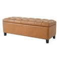 thumbnail image 2 of FFZ Brown PU Ottoman Bench With Storage Rubber Wood Legs 300lbs Capacity, 2 of 6