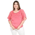 thumbnail image 1 of Blusa con encaje y detalle de perlas Roman Fashion /Tallas Extras, 086 (Rosa) rosa 38, 1 of 5