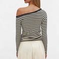thumbnail image 3 of DAFPZW Women One Shoulder Top Striped Long Sleeve Shirts Tight Fitted Going Out Dressy Tops Tees Y2k Outfits, 3 of 7