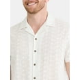 thumbnail image 3 of Fly By Night Men’s and Big Men’s Embroidered Cotton Eyelet Button Up Shirt with Short Sleeves, Sizes S-3XL, 3 of 5