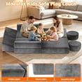 thumbnail image 6 of 12PCS Modular Kids Play Couch, Toddler Sofa, Children Creative Convertible Foam Sofa Living Room Sectional Couch for Boys Girls 3-8, Gray, 6 of 8