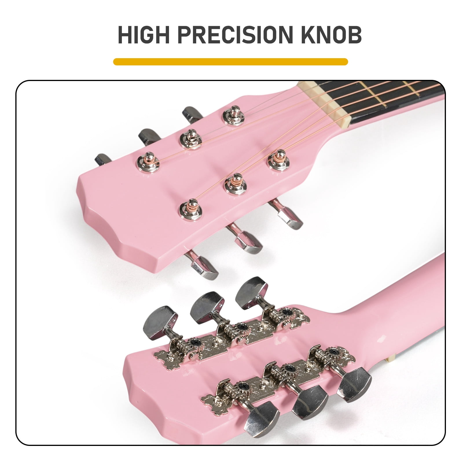 38in Acoustic Guitar with Picks, Strings, Capo, Case, Tuner, and Strap - Matte Pink