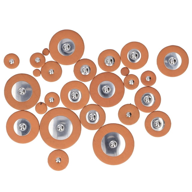 25 almohadillas para saxofón de piel de oveja marrón, junta de resonador para orificio de sonido, piezas de instrumentos de viento