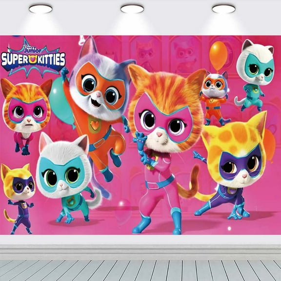 Super Kitties Backdrop Banner Party Supplies Poster Movie Theme Background for Photography Birthday Decorations