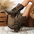 thumbnail image 6 of SKIYLEVZ Mid-calf Boots for Women Wide Calf Cowgirl Boots Boots for Women Slip-on Flat Chelsea Boots Women Ladies Fall Slip On Women Shoes Winter Boots for Women, 6 of 9