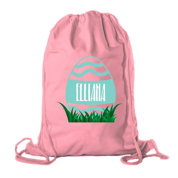 Personalized Easter Basket Bags, Cotton Drawstring Backpacks Custom Easter Bags - Wavy Lines Egg