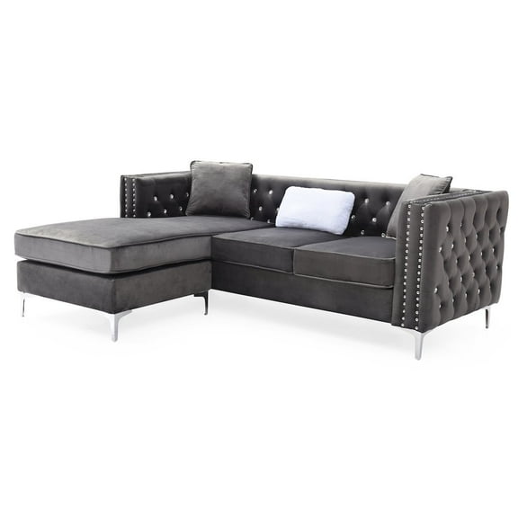 Glory Furniture Paige Sofa Chaise in Gray Color