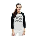 thumbnail image 2 of Thread Tank Good Mood Unisex 3/4 Sleeves Baseball Raglan White Black 2X-Large, 2 of 4
