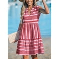 thumbnail image 4 of Cupshe Women's V Neck Beach Dress Ruffle A Line Geometric Pattern Striped Mini Summer Dresses, Size XS-XL, 4 of 4