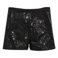 thumbnail image 4 of Endives Sequin Shorts for Women Sparkly High Waist Tie Up Elastic Shorts Club Party Wear Black, 4 of 5