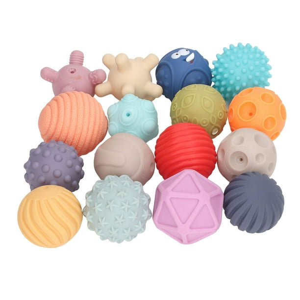 16PCS Baby Soft Textured Sensory Balls Toddlers Exploration Toys Sensory Balls Blocks Gift