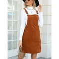 thumbnail image 6 of CUPSHE Women's Corduroy Dress With Front Bib Pockets Square Neck Mini Overalls Style, 6 of 8