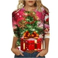 thumbnail image 2 of 2025 Christmas Tops for Women Plus Size 3X ,3/4 Sleeve Christmas Blouses for Women - Trendy Fit,Christmas Tops for Women Sparkle - Red S, 2 of 5
