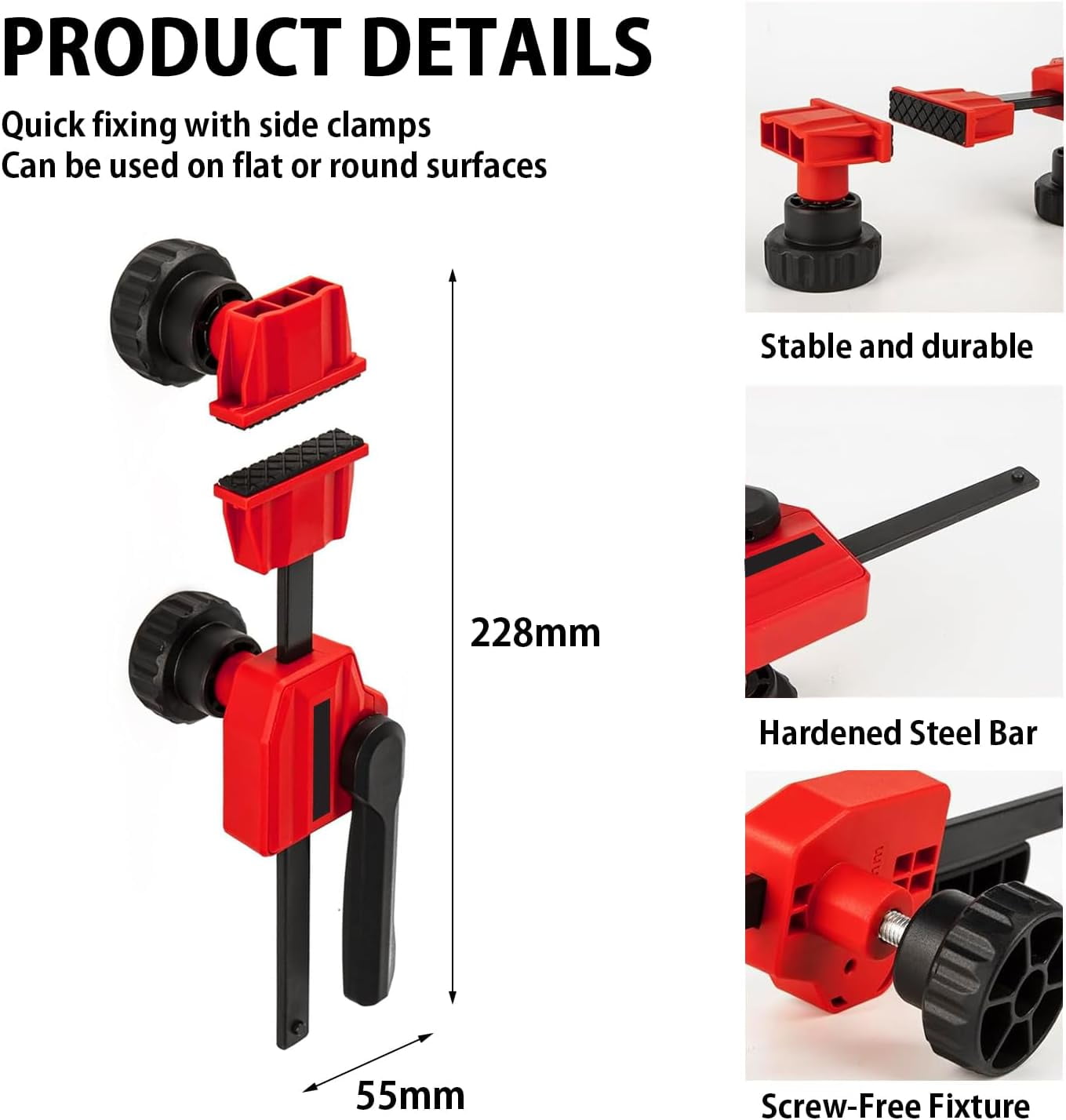 3/4" (19mm) Bench Dog Clamps For Woodworking - Up to 155 Lbs Clamping Force, Wood Clamps for 19mm Bench Dogs Hole - Workbench Accessories (2 Pack)