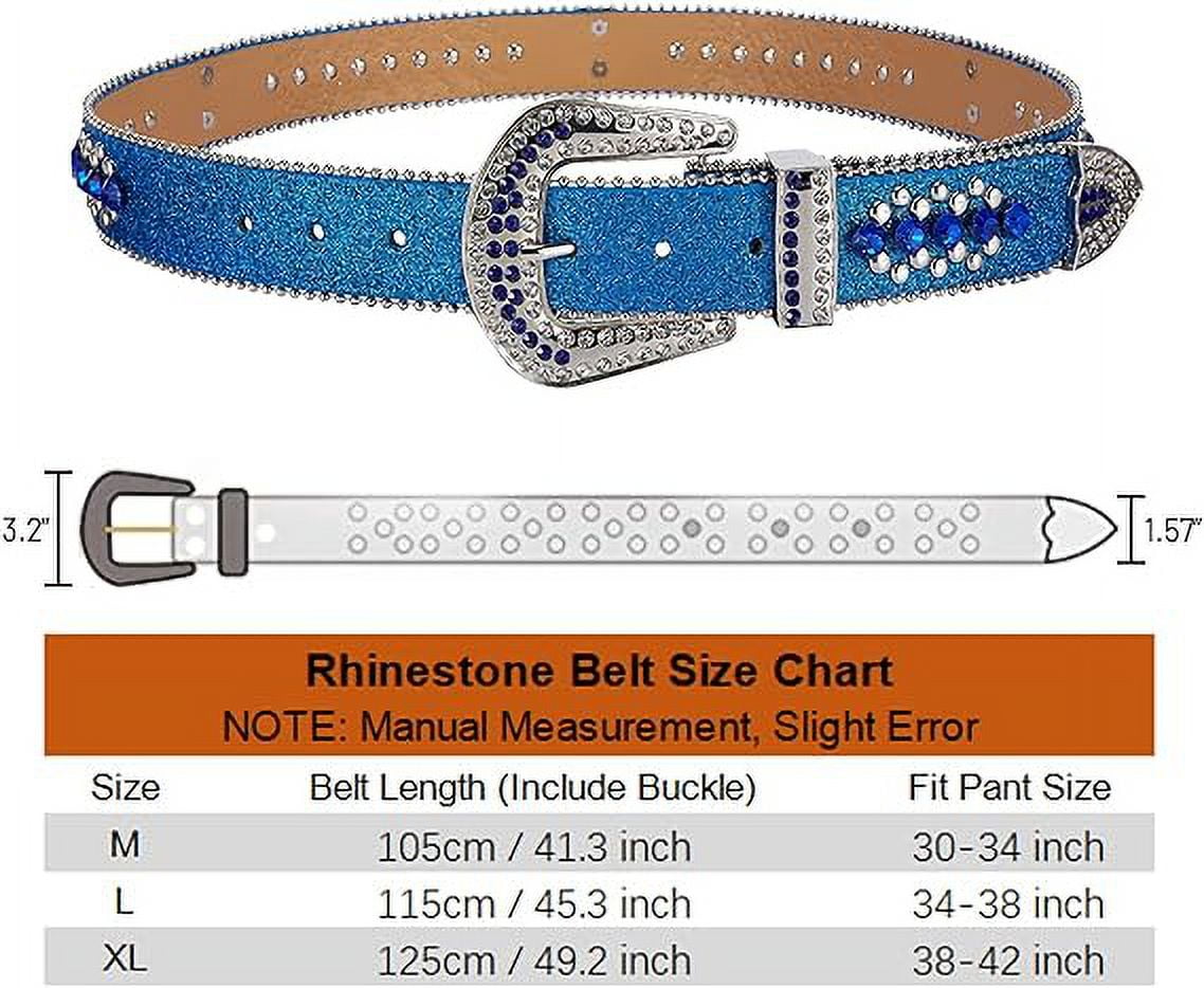 Rhinestone Belt for Men and Women, Western Cowgirl Cowboy Bling Studded Diamond Belt Faux Leather Belt for Jeans Pants Dress