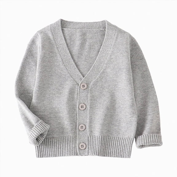 NIEWTR Toddler Cartoon Clothing Kids Baby Boys Girls Cardigan Sweater 2T 3T 4T 5T 6T 7T Kids School Uniforms Button Long Sleeve Knit Tops Spring Coat (A-Grey,5-6 Years)