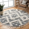 thumbnail image 2 of SAFAVIEH Moroccan Tassel Dawson Geometric Shag Area Rug, Grey/Ivory, 4' x 4' Round, 2 of 7