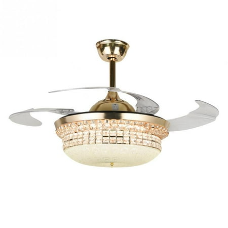

AFANQI 42 Crystal Ceiling Light with Fan Chandelier with Fan Remote Control 3 Color 3 Speed Fandelier Light Fixture for Living Room Bedroom Gold Finish