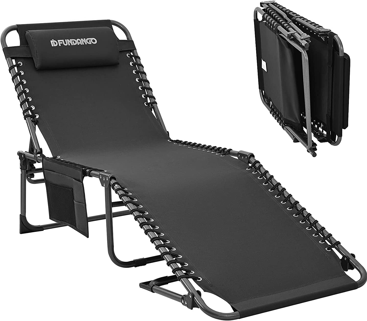 FUNDANGO Camping Chair Outdoor, Folding Chaise Lounge Chair for Beach