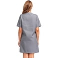 thumbnail image 4 of iiniim Robe de Travail à Manches Courtes pour Femmes Col en V Boutonnée Longueur Genou pour Usage Quotidien Gris TTG, 4 of 7