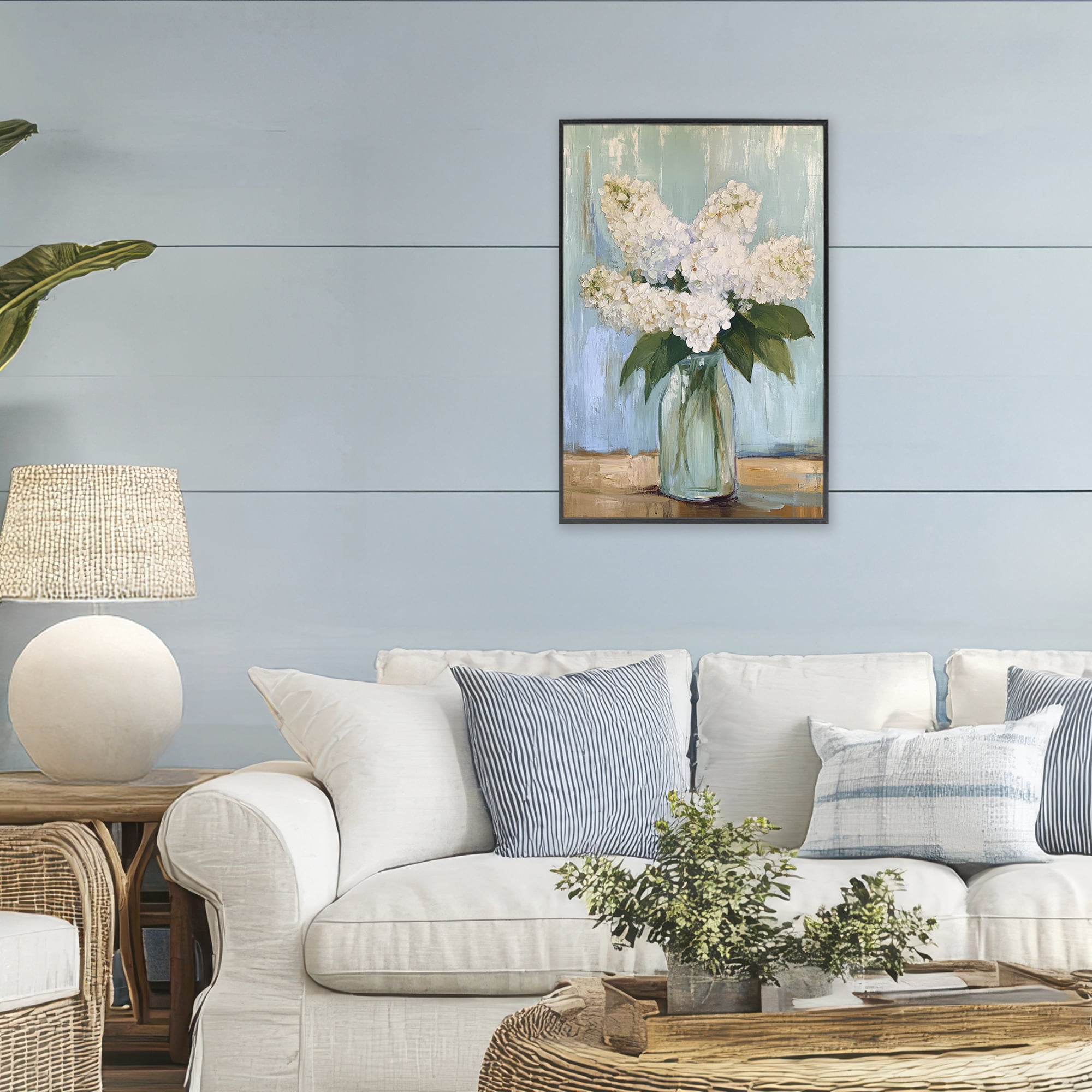 Stupell Industries Tall Flowers in Glass Vase Black Framed Giclee Art, design by Petal Prints Design