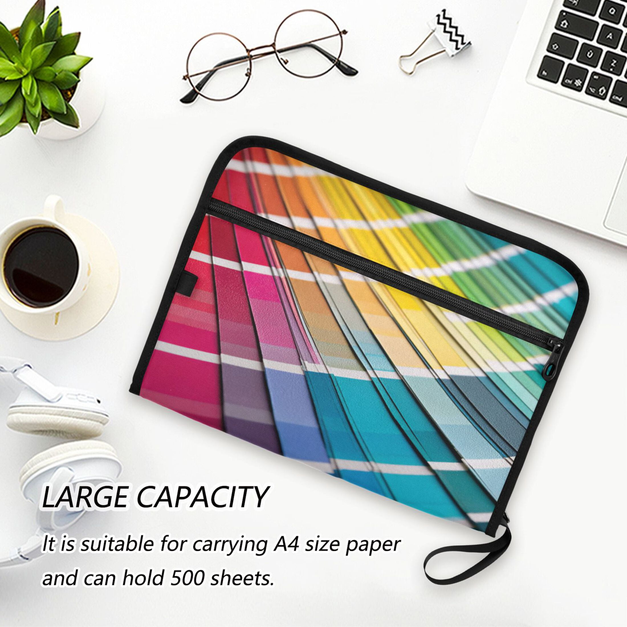 Expandable Folder with Colored Tabs, Desktop Folding Folder for Organizing Files by Category, with 13 Pockets, Suitable for Office Use Fan-shaped Pattern